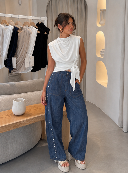 Chérie Bijou white Satin Top