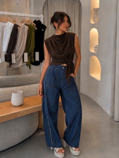 Chérie Chocolat Élegant Satin Top