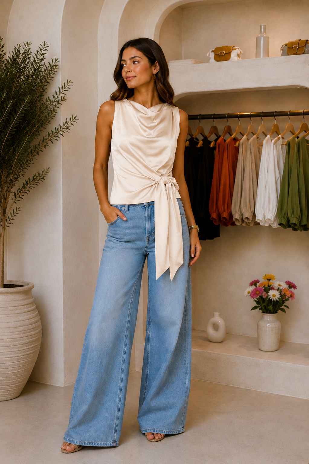 Élise Satin Beige Top