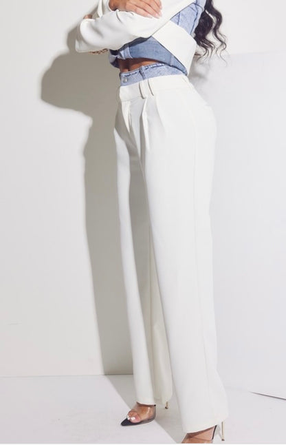 Chérie Double Waist Denim - White