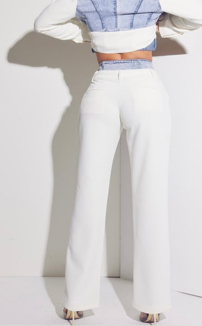 Chérie Double Waist Denim - White