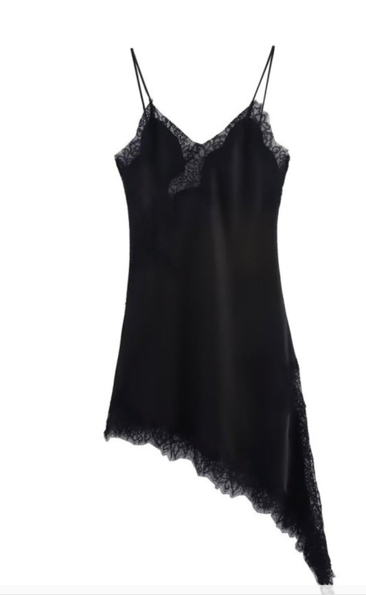 Chérie Asymetrical Lace Trim Mini