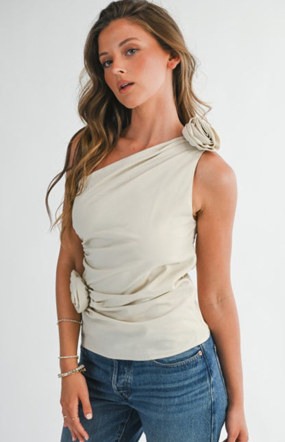 Chérie One Shoulder Rose Waist Top