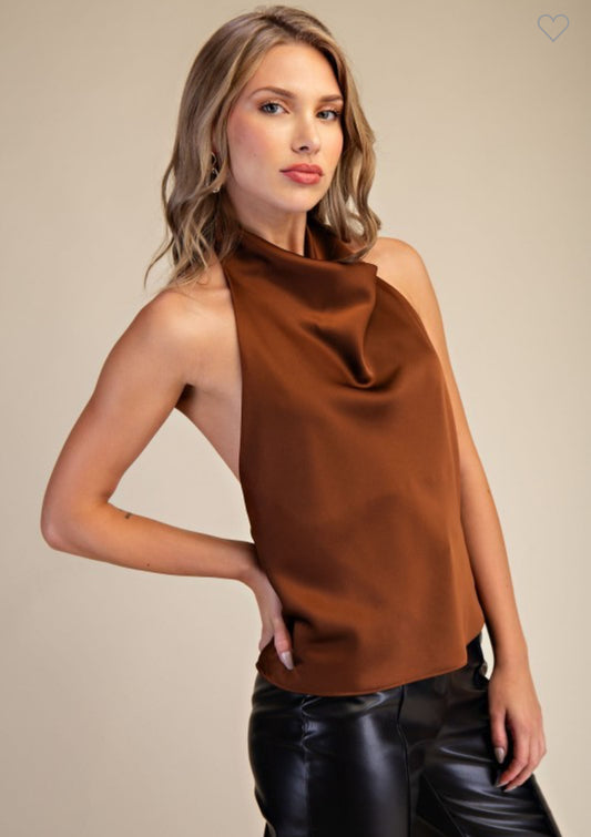 Chérie Halter Satin Top