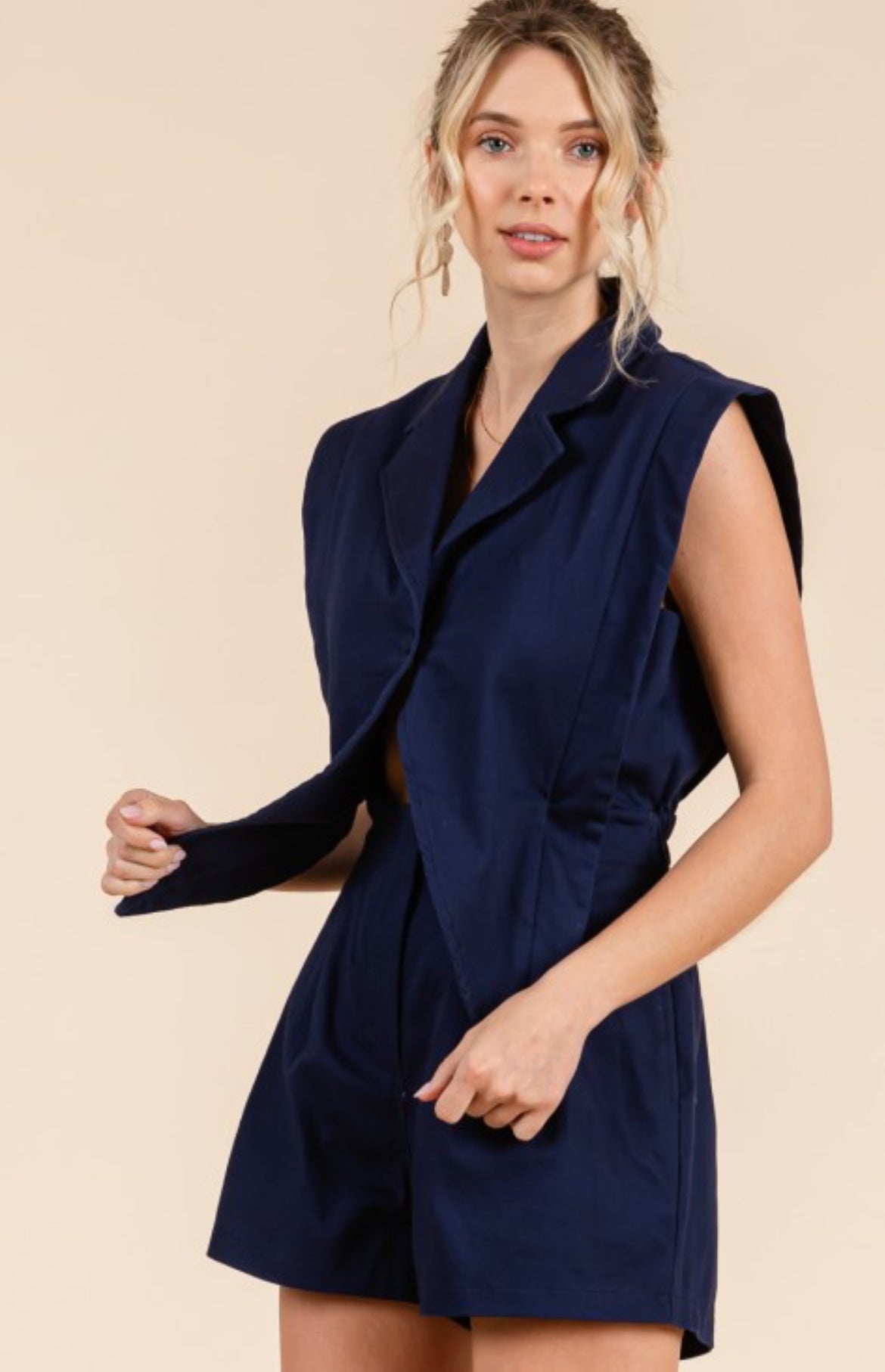 Blazer Style Denim Romper