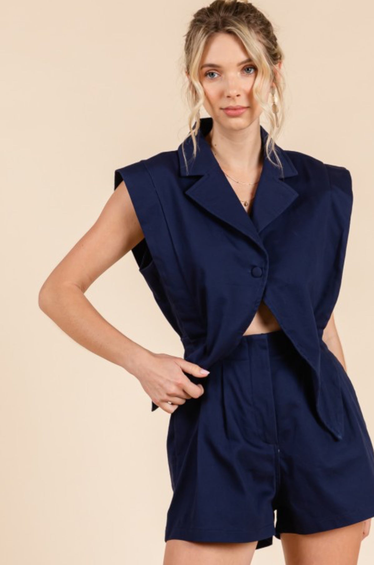 Blazer Style Denim Romper