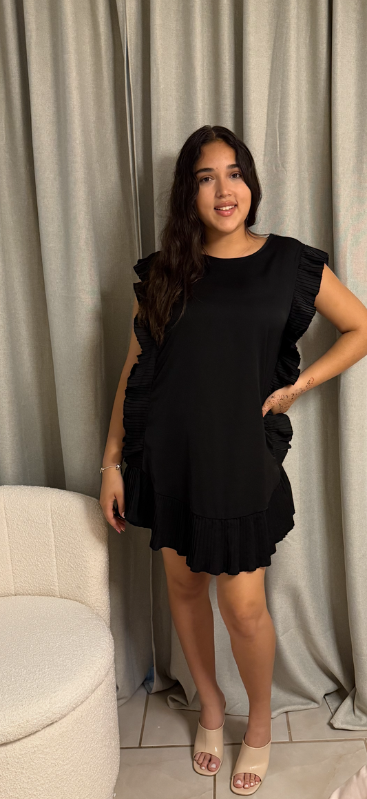 Pleats & Ruffles Sleeveless Dress